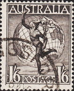 Австралия 1956 год . Авиа Почта . Гермес и Земной шар . Каталог 0,50 €. (3)   